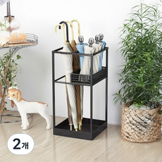 피라모니 철제 인테리어 우산꽂이, 블랙, 2개