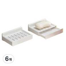 모나코올리브 물빠짐 서랍식 비누받침대, 6개, 화이트