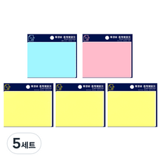 TUCO.B 自黏便條紙組 100 x 76 mm, 黃色 + 天空藍 + 粉紅色, 5套, 100張