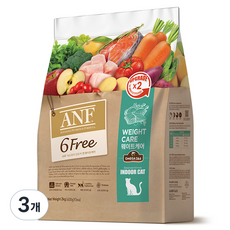 ANF 식스프리 인도어 캣 기능성 사료, 다이어트(체중관리), 2kg, 3개