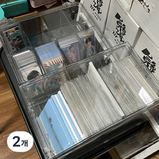 친절한마켓 미니 포토 카드 보관함 플라스틱 12칸, 투명, 2개
