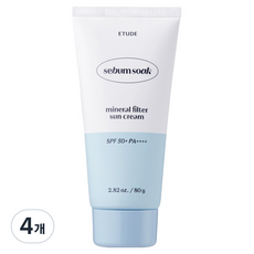 에뛰드 피지쏙 무기자차 선크림 80ml SPF50+ PA++++, 80g, 4개