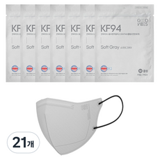 굿바이브스 황사방역용 마스크 중형 KF94, 소프트그레이, 21개, 7개입