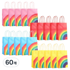 마미루 무지개 미니 크라프트 선물 쇼핑백, 혼합색상, 60개