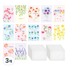 MAUMDAMA Bloom 花卉明信片 12款 + 信封 12入組, 混合顏色, 3個