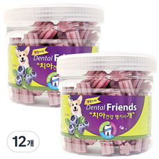 댕댕스타 강아지 덴탈프랜즈 치아건강 챙기시개 간식, 블루베리, 300g, 12개