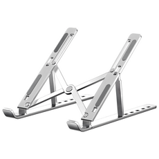 BANGJIASHI 筆電散熱架 鋁合金承重高 縷空設計快速散熱 多維度調節 鋁合金 單層, 1個, 銀色