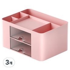 하태스몰 깔끔한 정리정돈된 데스크정리함, 콤보수납 핑크, 3개