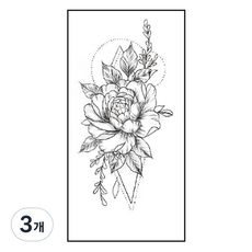 gelluna 黑色花朵身體重點裝飾自助紋身刺青貼紙, 3個, T-41