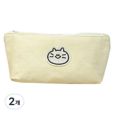 東亞PMS 可愛貓咪標籤布質收納袋, 象牙白, 2個