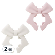 라임리빙 리본 실리콘 조리도구 받침대 2종 세트, 2세트, 핑크 + 화이트