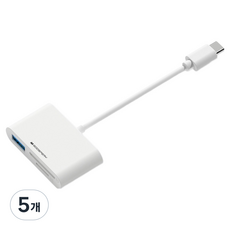 구스페리 C타입 3in1 USB MSD SD 카드리더기, 화이트, 5개