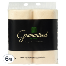 GuaranteedByVastly 2層壓花竹纖維廚房紙巾 85張, 2捲, 6個