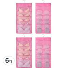 씨로이 옷걸이형 양면 수납함 15칸, 핑크, 6개