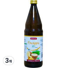 메디큐라 NFC 유기농 파인애플 원액 주스, 3개, 750ml