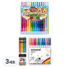 地球化學 透明彩色鉛筆 14色 + Tocobi Coma 三角橡皮擦鉛筆 TC-208 B + Monami 超級簽字筆 12色, 混合顏色, 3套