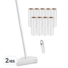 SPARROW HOUSE 可調節長度斜切撕除塵滾輪 本體 白色 + 補充包 10入, 2套