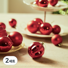 오너먼트 볼 트리장식 35p, 레드, 8cm, 6cm, 4.5cm, 2세트