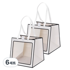 indi.k 大款透明窗禮物提袋 2入 + 貼紙 2入組, 6套, 白色