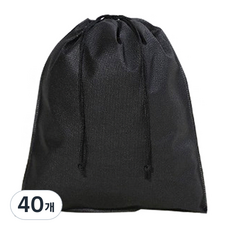 Donna&deco Riley 不織布束口袋 L, 黑色, 40個