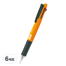 제브라 클립온 멀티 네온 4색 볼펜 0.7mm + 0.5mm 샤프 세트, 네온오렌지, 6세트