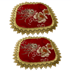 J&N 富貴如意桌墊, 紅色, 2個, 20 x 20cm
