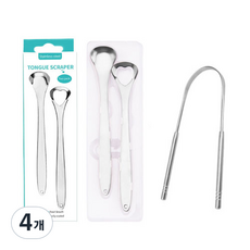 미빌 구강 청결 혀 클리너 실버 3종 세트, 4개