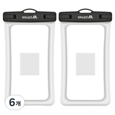 밸류엠 4중 잠금 대형 스마트폰 방수팩 + 넥스트랩 + 암밴드, 6개, 화이트