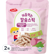 베베스트 처음먹는 칼슘 스틱 과자, 자색고구마 + 시금치 혼합맛, 40g, 2개