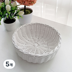 藤編坊 圓形多用途小物藤編籃 J062W, 白色, 5個
