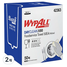 WYPALL 柳韓金百利 Day Clean X60 抹布 食品服務巾 黃色, 50入, 2個