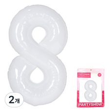 PARTYSHOW 大型數字8鋁箔氣球, 白色, 2個