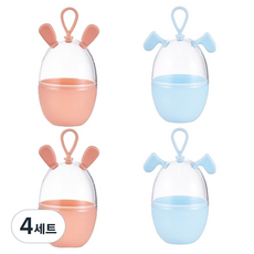 리빙플로우 귀여운 말랑귀 동물 퍼프 보관 케이스 2종 x 4p 세트, 핑크, 블루, 4세트