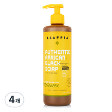 [쿠팡수입] 알라피아 어센틱 아프리칸 블랙솝 올인원 바디워시 헴프씨드 올리브 리프, 476ml, 4개