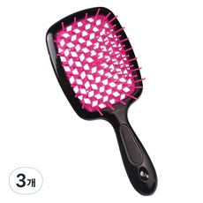 딥톡 펀칭 타공 머리빗 사각 헤어 브러쉬, 3개, 로즈레드