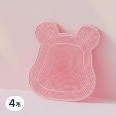 다정다감 곰돌이 각질제거 풋 브러쉬 발세척 매트 핑크, 1개입, 4개