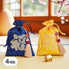 이플린 복주머니 2종 + 황금 복노리개 2p 세트, 네이비 + 황금(복주머니), 4세트