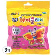아모스 탱탱 아이클레이 파우치 2500 (1개입), 형광핑크, 50g, 3개