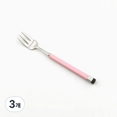 Bogen 方形雙色餐具茶叉, 3個, 粉紅色 + 銀色