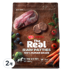 하림펫푸드 더리얼 어덜트 강아지 로우 패티 동결건조사료, 오리, 400g, 2개