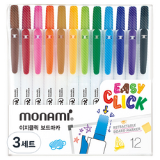 monAmi Easy Click 白板筆 12色組, 混合色, 3套