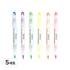 TUCO.B 雙頭透明螢光筆 6色組, 紫色, 粉紅色, 黃色, 橘色, 淺綠色, 天藍色, 30個