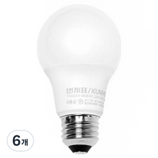 번개표 LED 화이트 전구 8W, 주광색, 6개 주광색, 6개