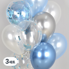 歡樂派對五彩紙屑反射天花板氣球套裝 20p 套裝, 藍色調, 3組