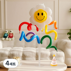 피앤비유니티 스파이럴풍선 꽃다발 스탠드 모자 세트, 17 데이지, 4세트