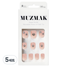 MUZ MAK 可重複使用短方型美甲片組, 天使龐克, 5套