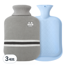 탐사 찜질팩 실리콘 보온 물주머니 2L + 니트 커버 세트, 3세트