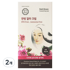 댕기머리 한방 염색약, 6호 흑갈색, 2개