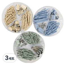 살림온 컬러 바인더 페이퍼 클립 3종 세트 1 SRO-A3CP-GYB, 3세트