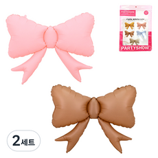 PARTYSHOW 可愛蝴蝶結生日氣球2件組, 粉紅色, 棕色, 2套